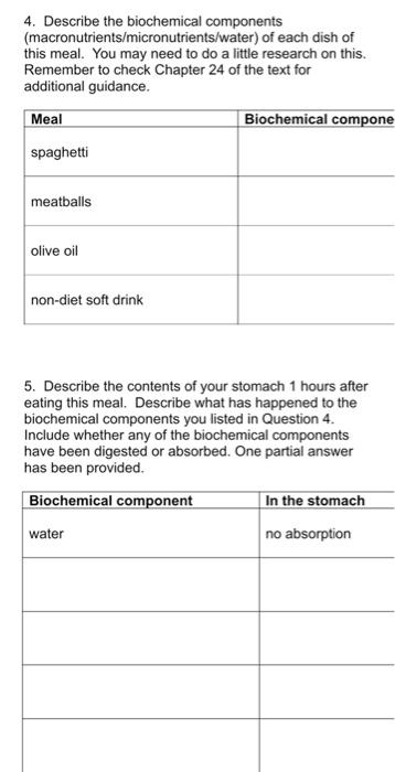 Solved 4. Describe the biochemical components | Chegg.com