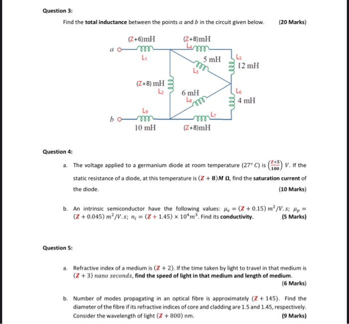 Solved (20 Marks) Question 3: Find the total inductance | Chegg.com