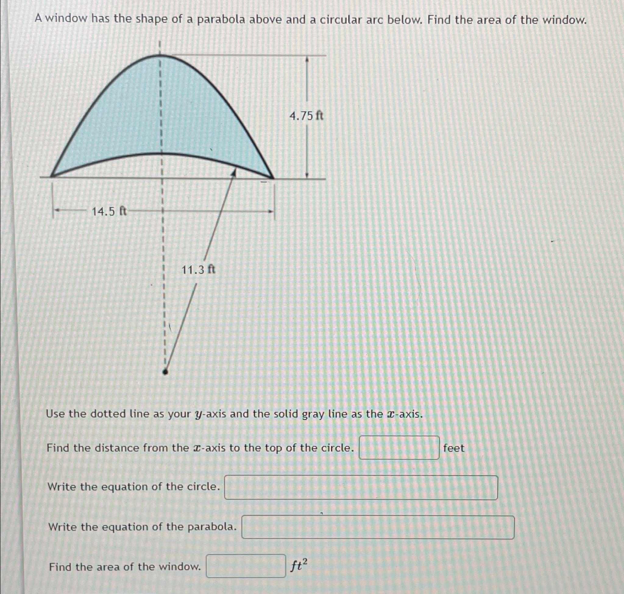 Solved A window has the shape of a parabola above and a | Chegg.com