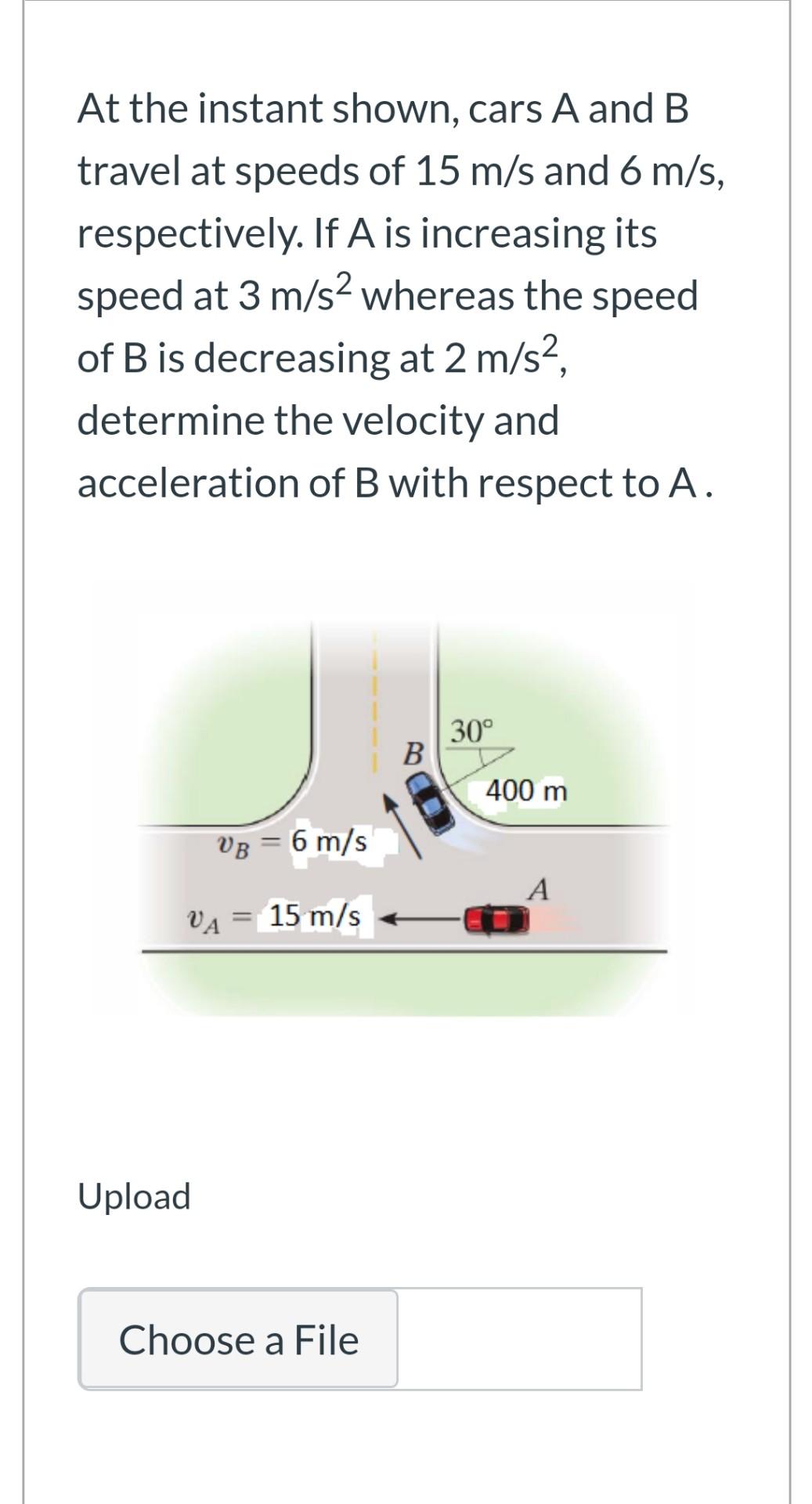 Solved At The Instant Shown, Cars A And B Travel At Speeds | Chegg.com