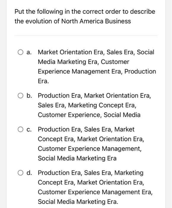 Solved Put the following in the correct order to describe