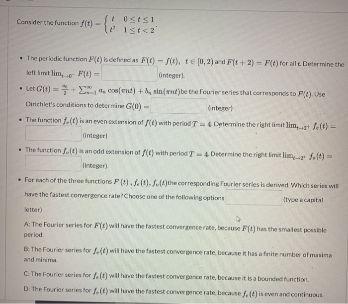 Solved Consider the function f(t) It 0 | Chegg.com