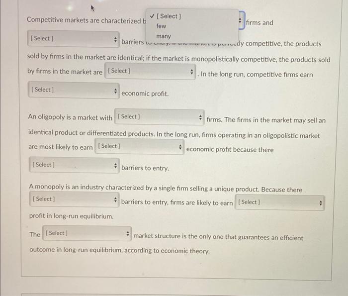 Solved Competitive Markets Are Characterized B [Select) | Chegg.com