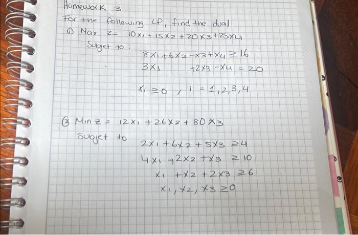 Solved For the following LP, find the dual (1) | Chegg.com