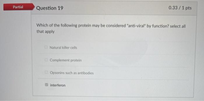 Solved Partial Question 19 0.33/1 pts Which of the following | Chegg.com