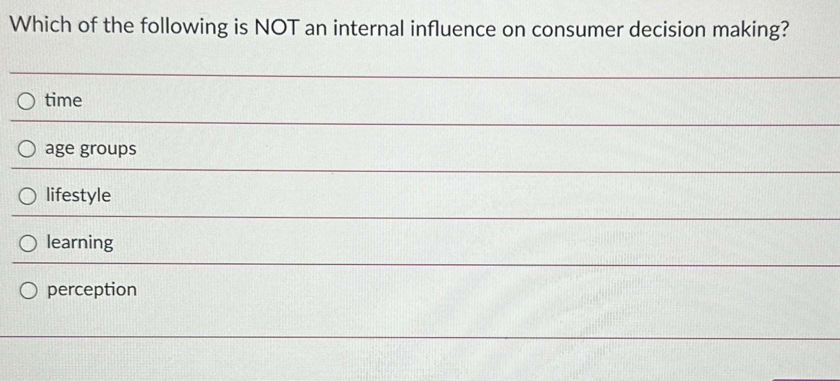 Solved Which of the following is NOT an internal influence | Chegg.com