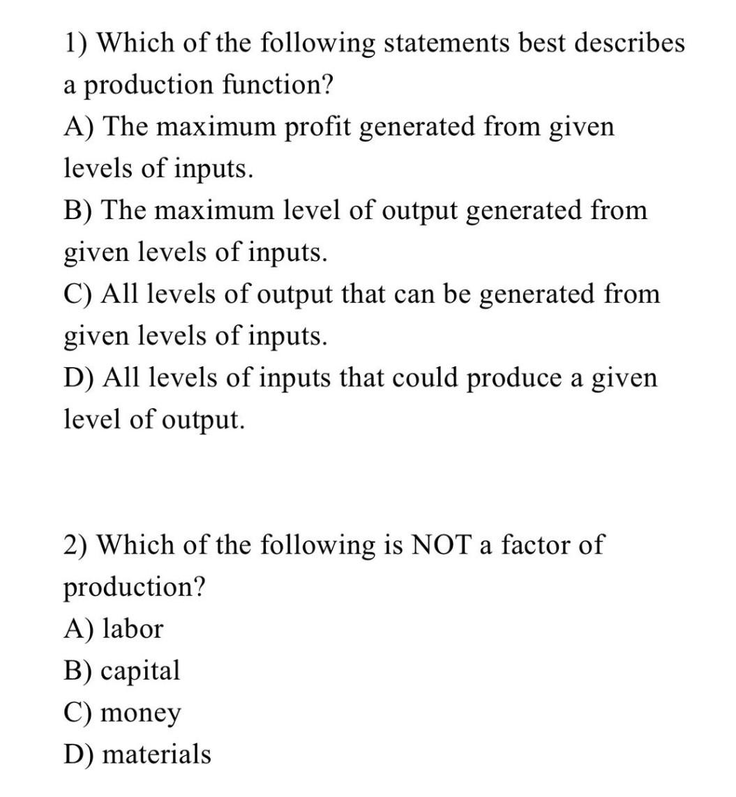 Solved 1) Which of the following statements best describes a | Chegg.com