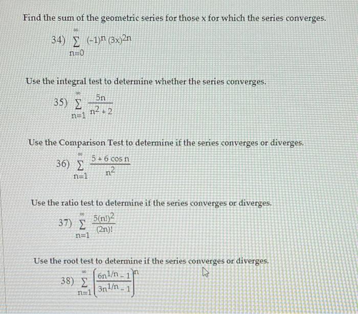 Solved Find the sum of the geometric series for those x for | Chegg.com