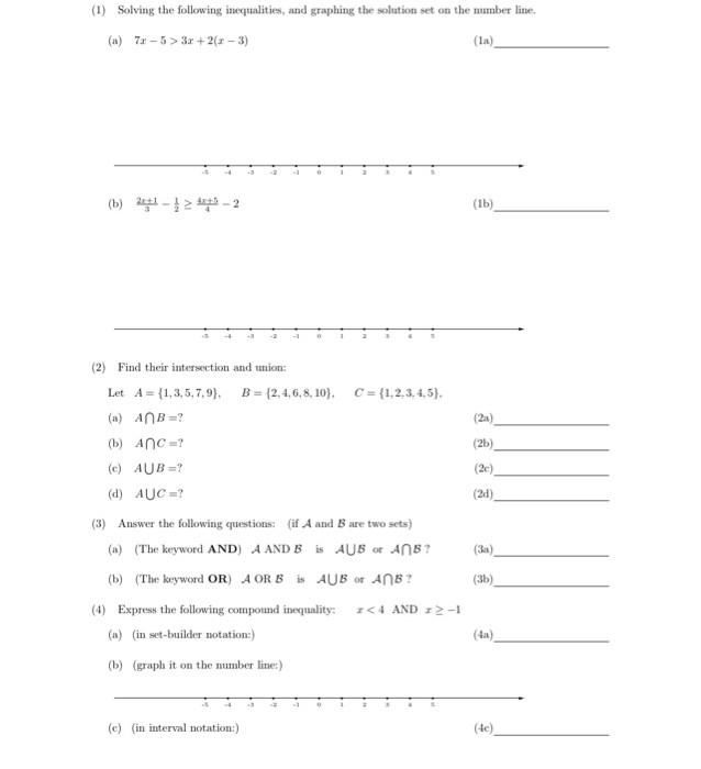 Solved 1 Solving The Following Inequalities And Graphi Chegg Com