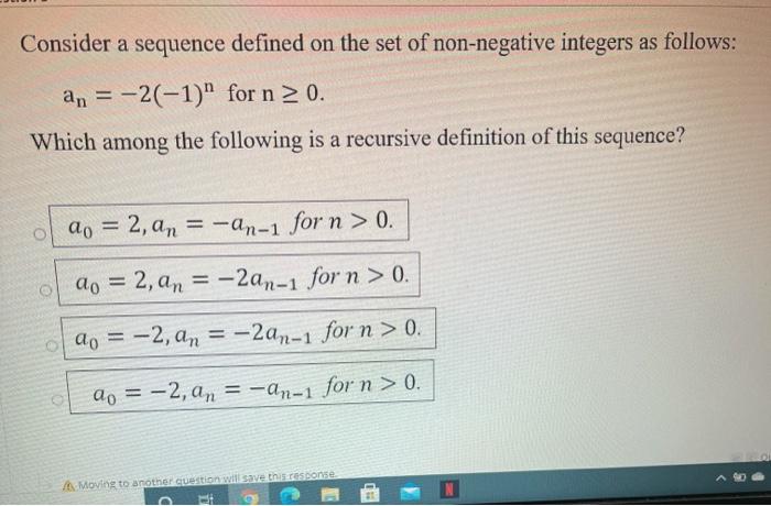 Solved Consider a sequence defined on the set of | Chegg.com