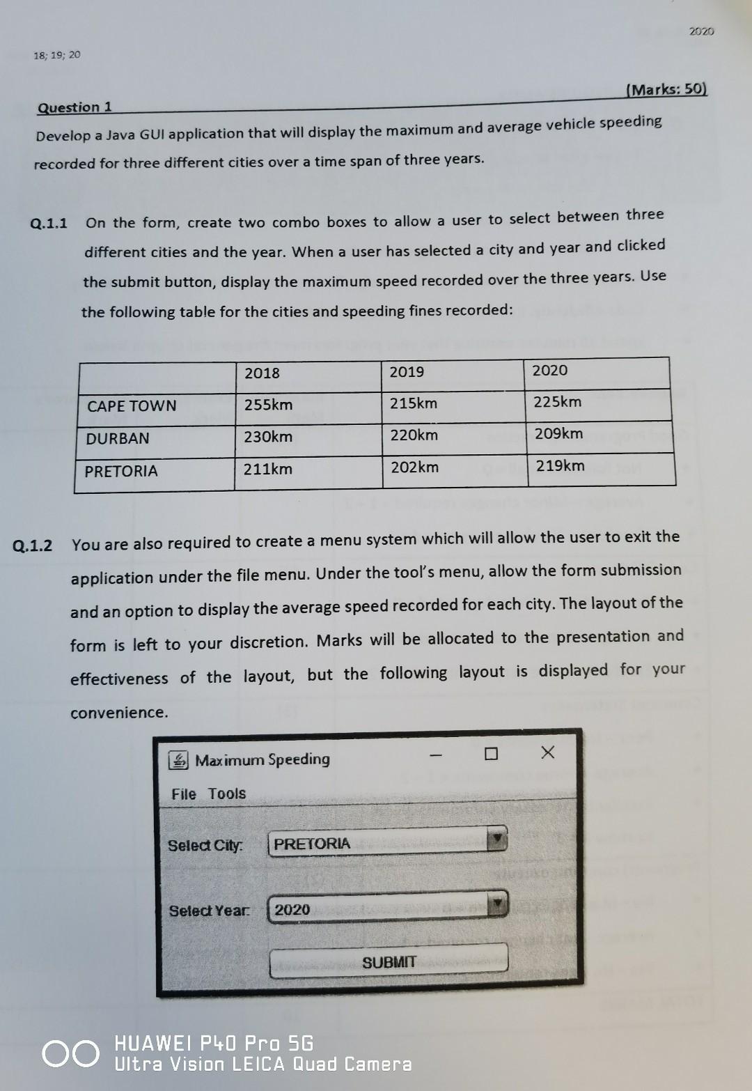 Solved 2020 18; 19; 20 (Marks: 50) Question 1 Develop a Java | Chegg.com