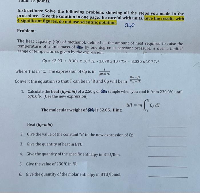 Solved Points. Instructions: Solve The Following Problem, | Chegg.com