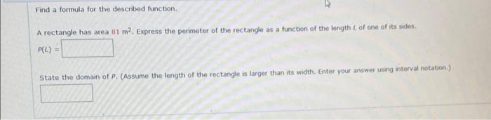 Solved Find a formula for the described function. A | Chegg.com