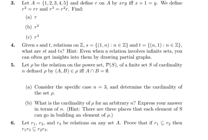 Solved 3 Let A 1 2 3 4 5 And Define R On A By Cry If Chegg Com