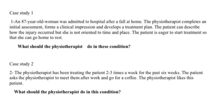 Solved Case study 1 1-An 87-year-old-woman was admitted to | Chegg.com