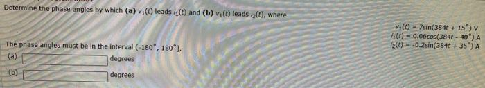 Solved Determine the phase angles by which (a) vi(t) leads | Chegg.com