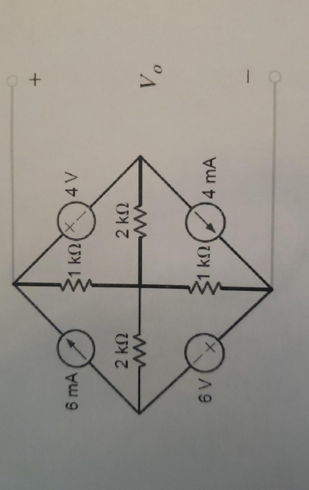 Solved + 6 mA ΚΩ 2Ο 4V 2 ΚΩ 2 ΚΩ Λ- V. 6VX 31 ΚΩ . 4 mA | Chegg.com