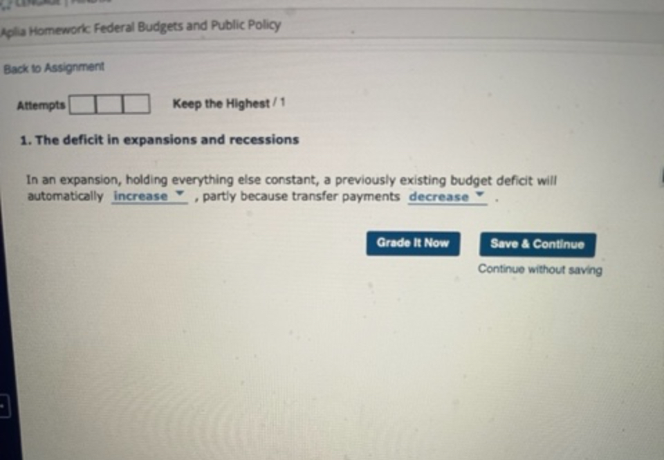 Solved In an expansion, holding everything else constant, a | Chegg.com