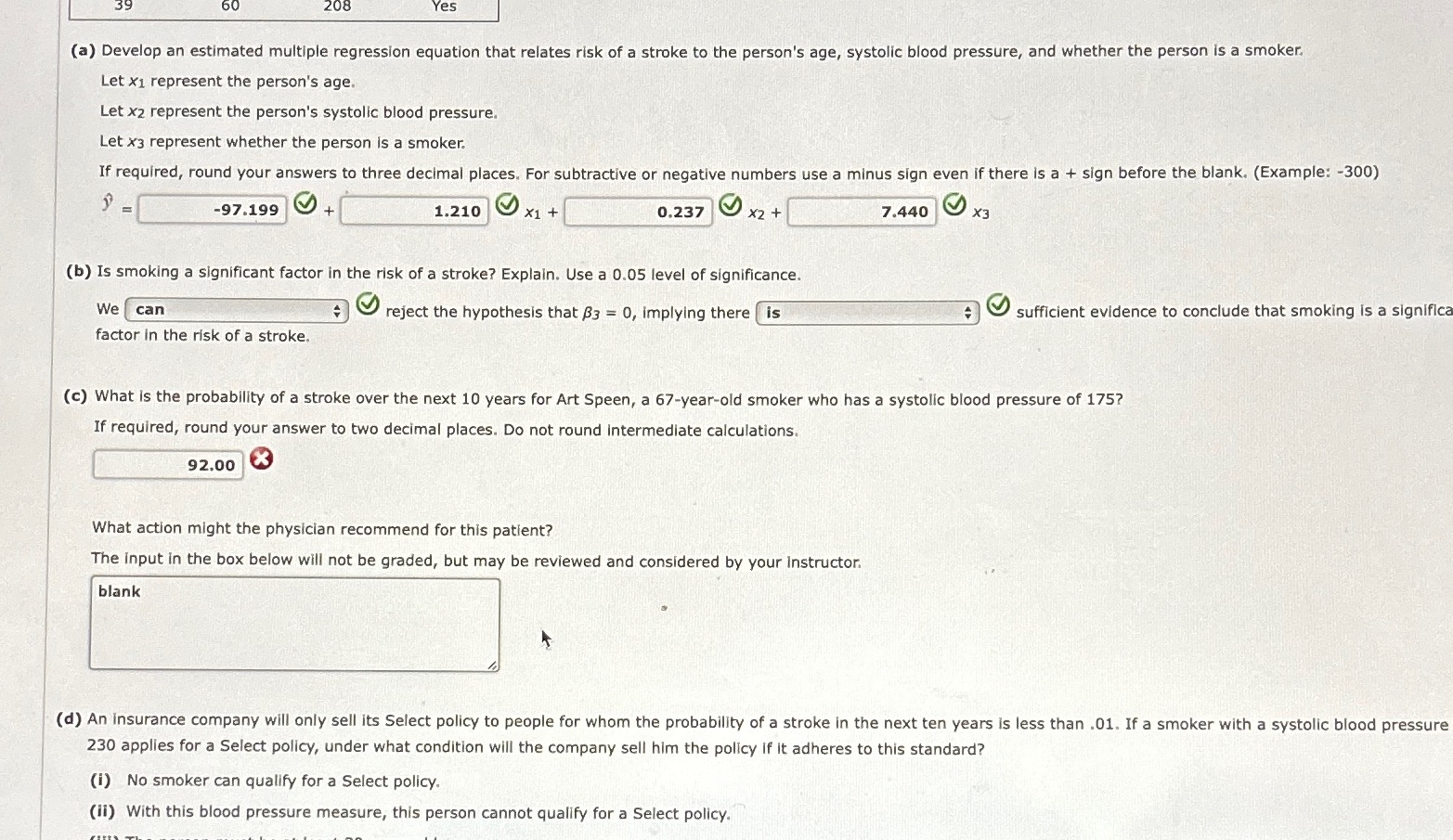 Solved A recent 10 -year study conducted by a research team | Chegg.com