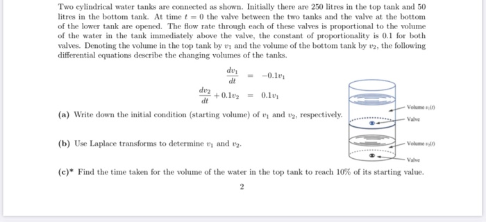 Solved Two cylindrical water tanks are connected as shown. | Chegg.com