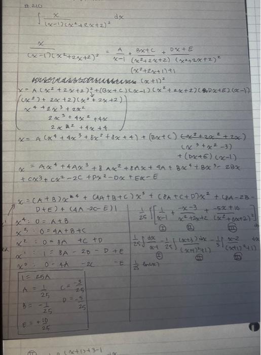 Solved x=A(x2+2x+2)2+(Bx+C)(x−1)(x2+2x+2)(SDx+E)(x−1)⎝⎛(x2)+ | Chegg.com