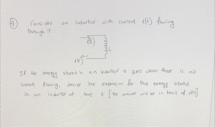 Solved consider an inductor with current i(t) flowing | Chegg.com