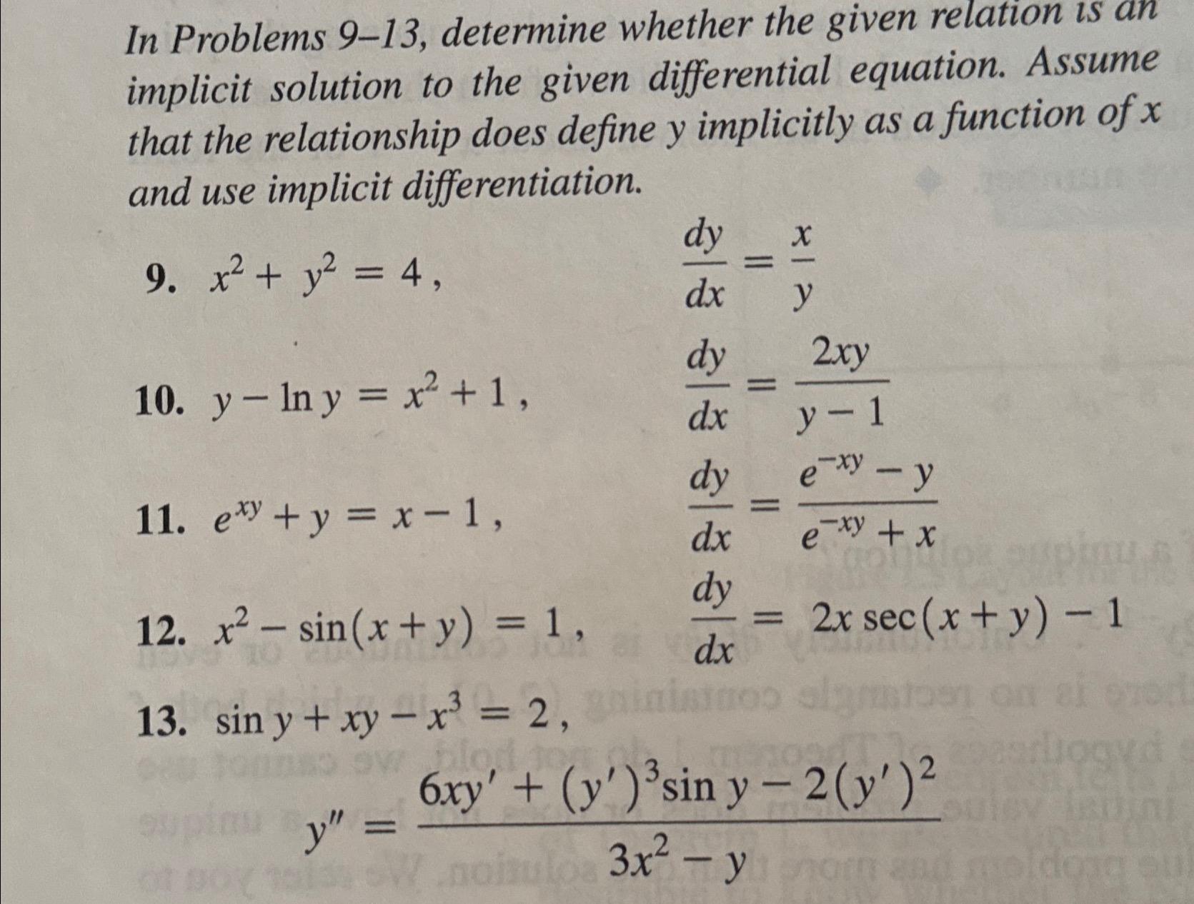Solved In Problems 9-13, ﻿determine whether the given | Chegg.com