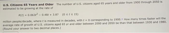 Solved U.S. Citizens 65 Years and Older The number of U.S. | Chegg.com