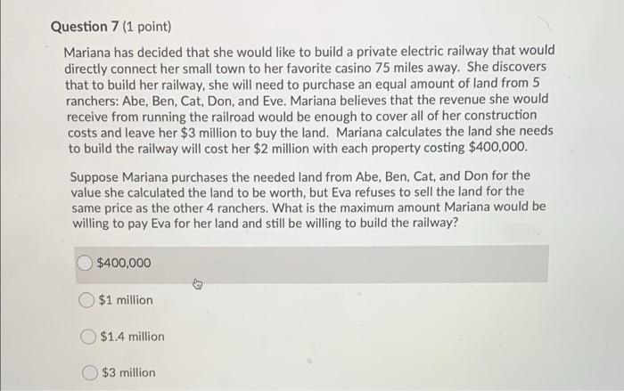Solved Question 1 (1 point) Eminent domain is a power | Chegg.com
