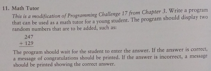 Solved Using C++ ﻿compiler Math TutorThis is a modification | Chegg.com