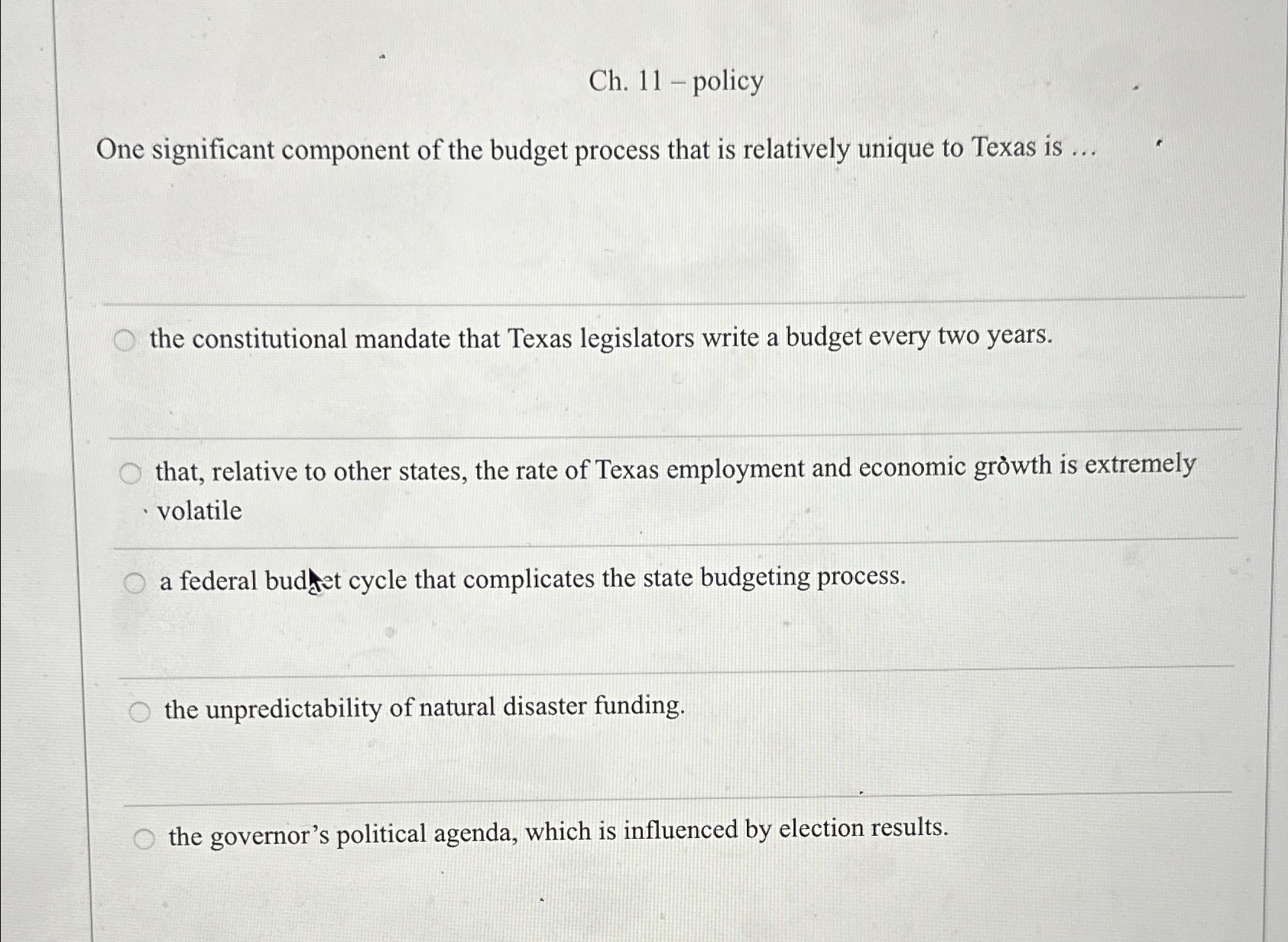 Solved Ch. 11 - ﻿policyOne significant component of the | Chegg.com