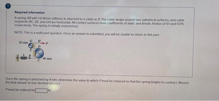 Solved Required information A spring AB with 1.6 N/mm | Chegg.com