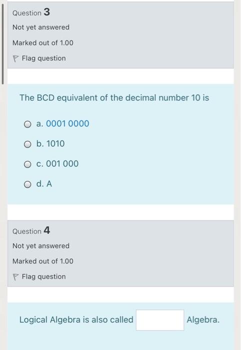 Solved Question 3 Not yet answered Marked out of 1.00 P Flag | Chegg.com