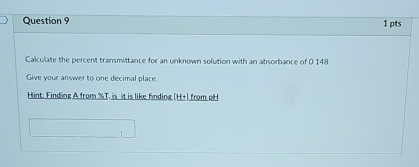 Solved Calculate the percent transmittance for an unknown | Chegg.com