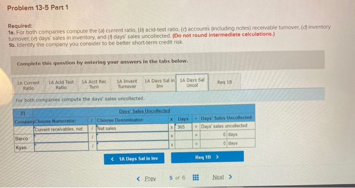 Solved Problem 13-5A Comparative ratio analysis LO A1, P3 | Chegg.com