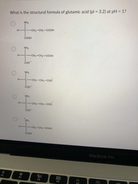 Solved What Is The Structural Formula Of Glutamic Acid P Chegg Com