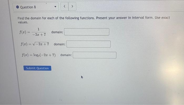 Solved Find the domain for each of the following functions. | Chegg.com