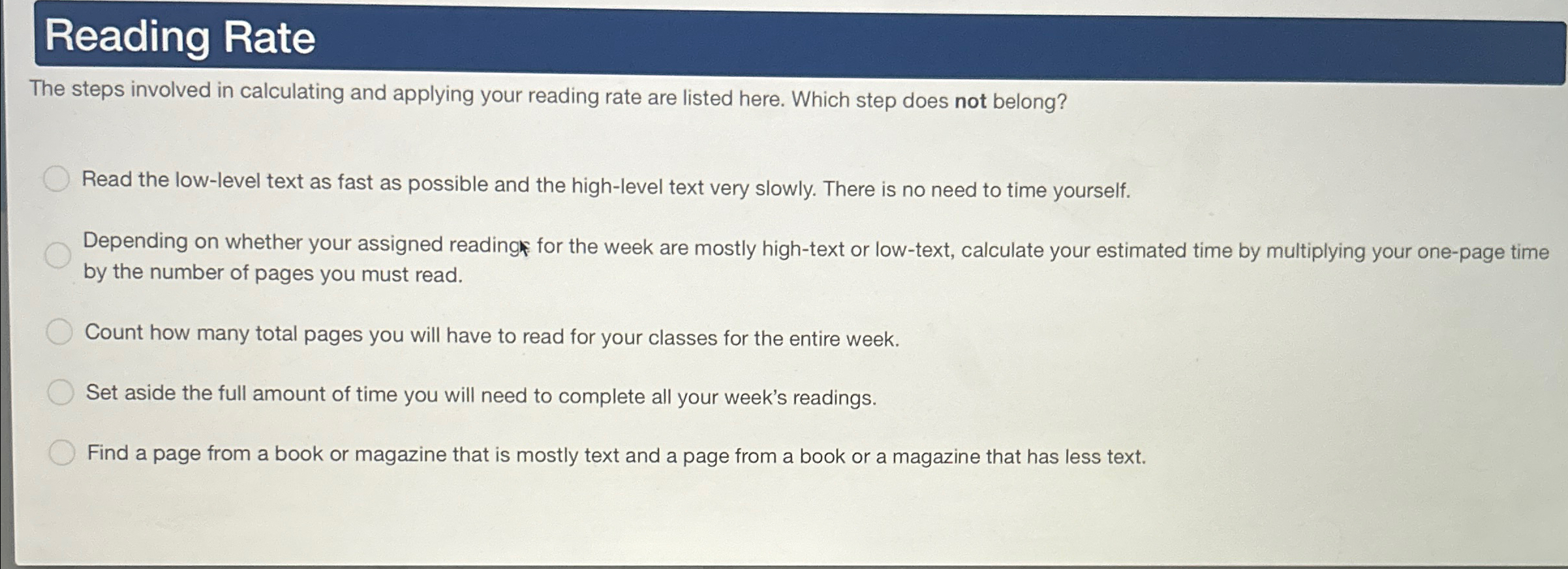 Solved Reading RateThe steps involved in calculating and | Chegg.com