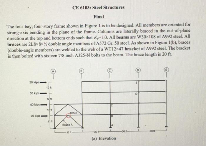 Solved CE 6103: Steel Structures Final The four bay, | Chegg.com