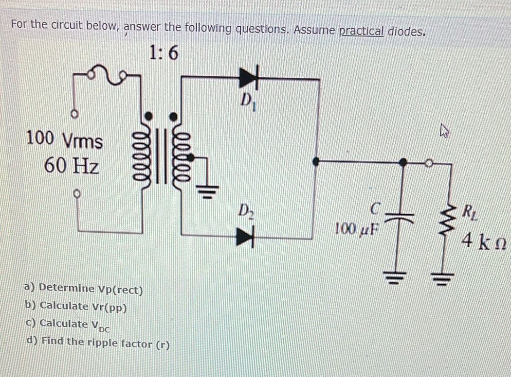 Solved For The Circuit Below, Answer The Following | Chegg.com