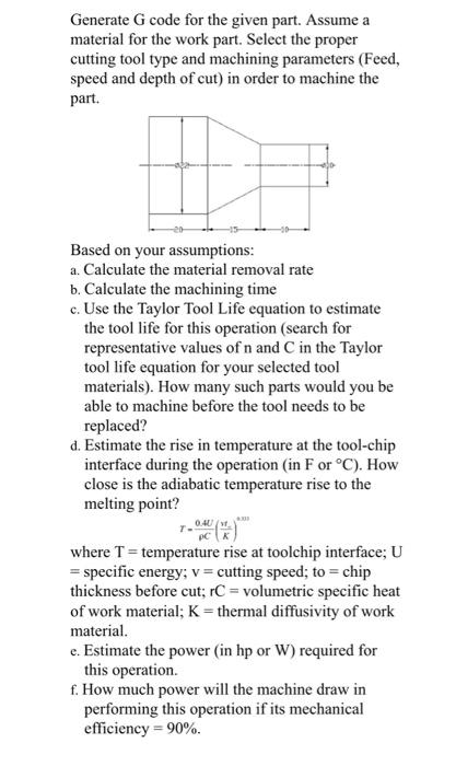 Solved Generate G code for the given part. Assume a material | Chegg.com