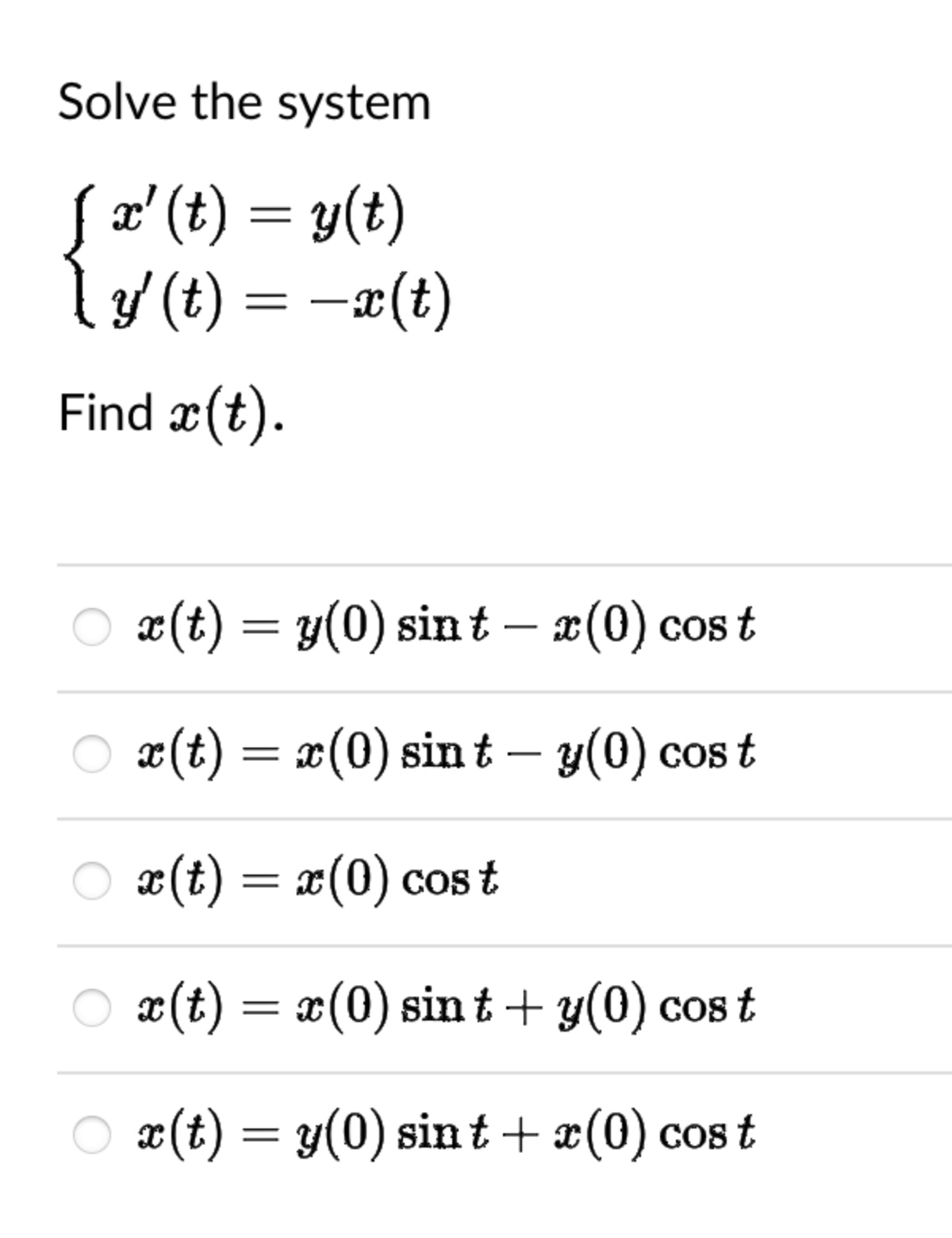 Solved Solve The Systemx T Y T Y T X T Find