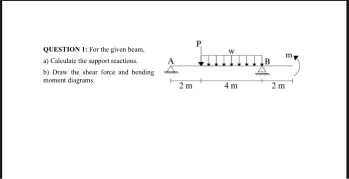 Solved QUESTION 1: For The Given Beam, A) Calculate The | Chegg.com