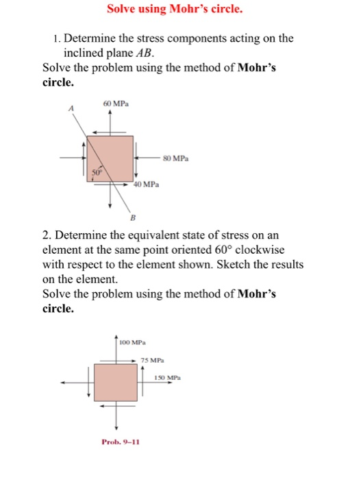 Solved Solve Using Mohrs Circle 1 Determine The Stress 1357