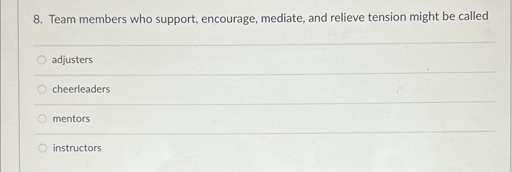 Solved Team Members Who Support, Encourage, Mediate, And | Chegg.com