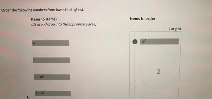 Solved Order the following numbers from lowest to highest. | Chegg.com