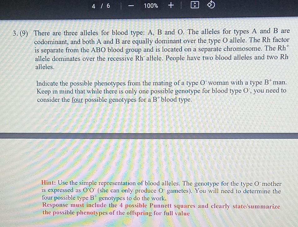 (9) There Are Three Alleles For Blood Type: A, B And | Chegg.com