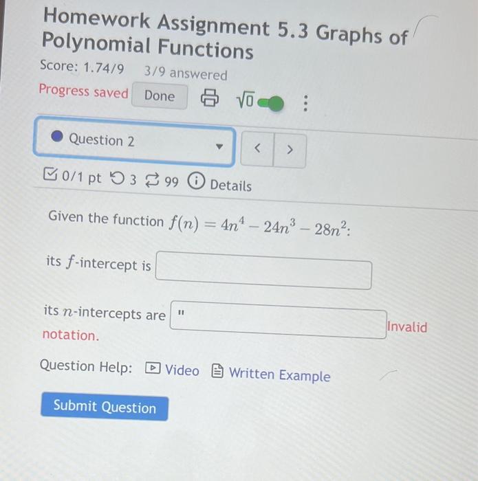Solved Homework Assignment 5.3 Graphs of Polynomial | Chegg.com