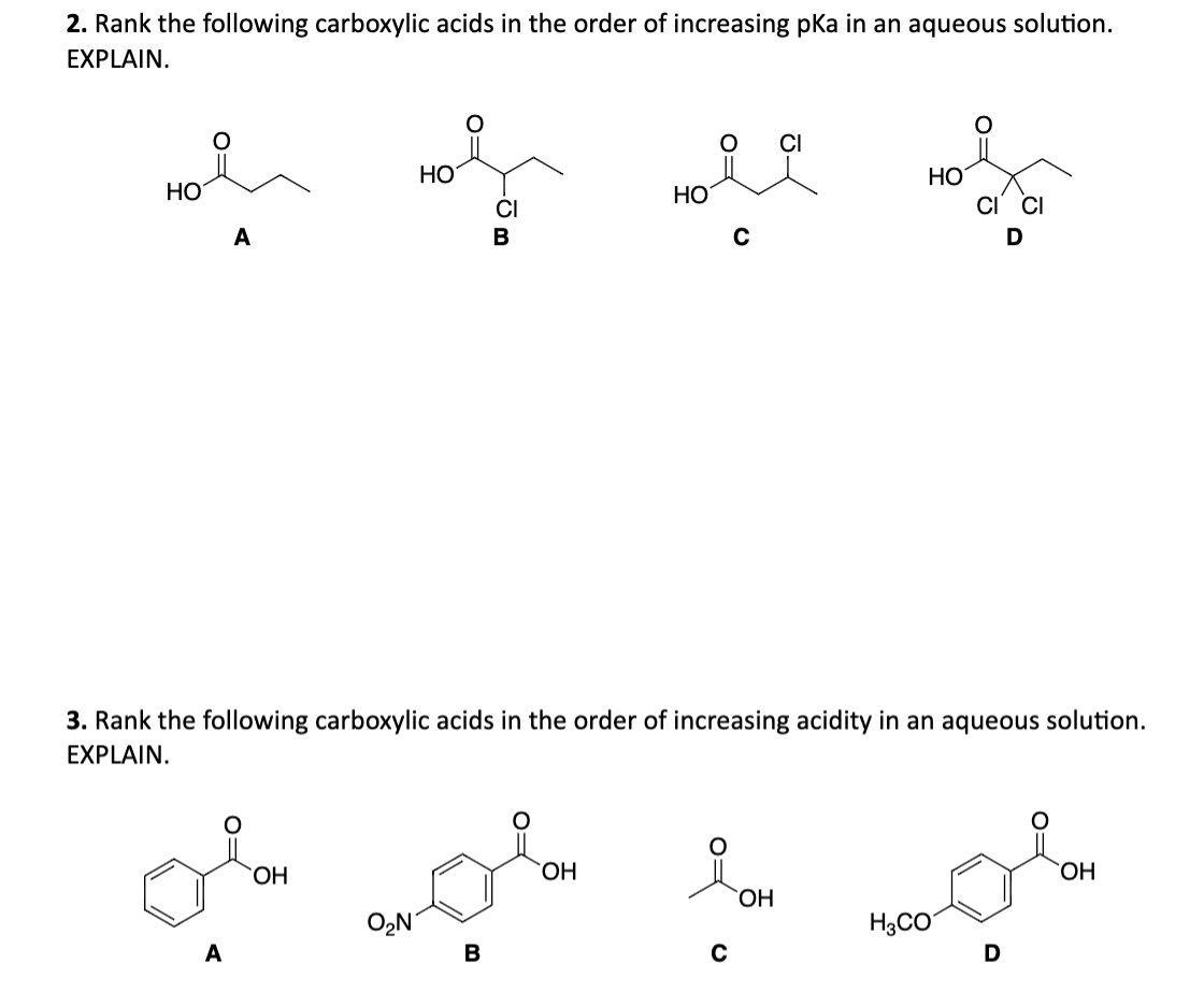 Solved Rank the following carboxylic acids in the order of | Chegg.com