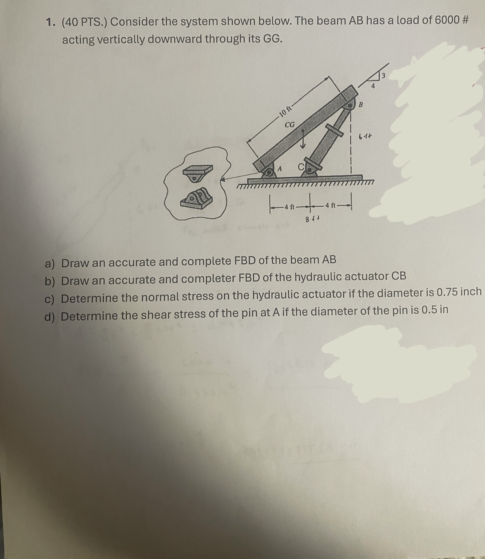 Solved (Consider the system shown below. The beam AB has a | Chegg.com